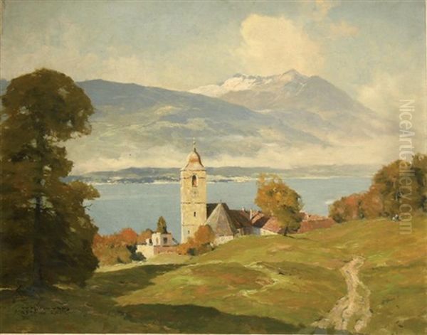 Vue De Rottach-egern (baviere) Oil Painting by Hans Maurus