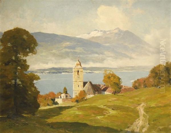 Vue De Rottach-egern (baviere) Oil Painting by Hans Maurus