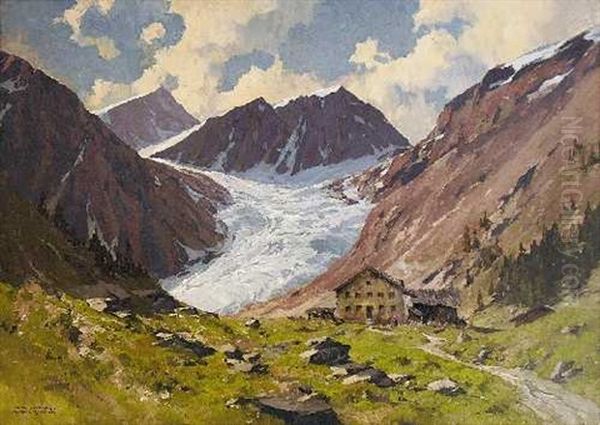 Mittelbergferner Im Pitztal, Tirol Oil Painting by Hans Maurus