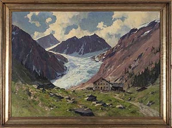 Mittelberg Ferner Im Pitztal, Tirol Oil Painting by Hans Maurus