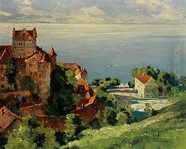 Blick Von Der Hohe Auf Das Besonnte Meersburg An Einem Sommertag Oil Painting by Hans Maurus