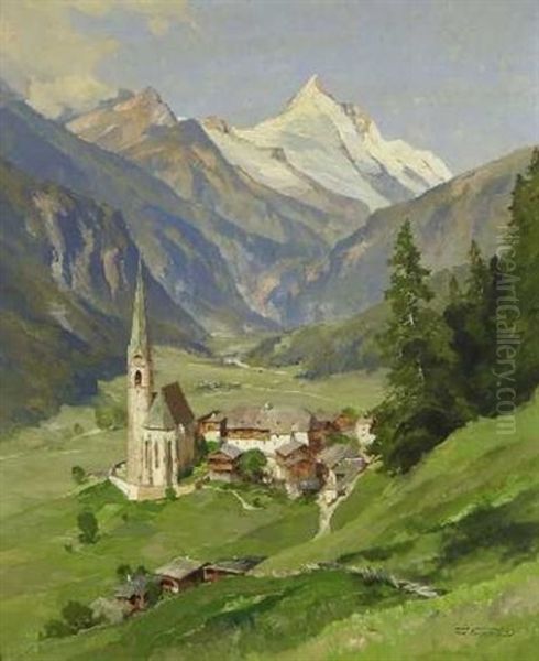 Blick Auf Heiligenblut Am Grosglockner Oil Painting by Hans Maurus