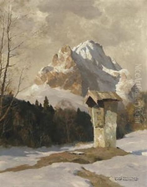 Wetterstein Bei Mittenwald Oil Painting by Hans Maurus