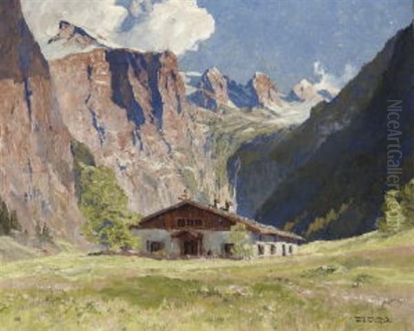 Blick Auf Die Saletalm Am Obersee Oil Painting by Hans Maurus