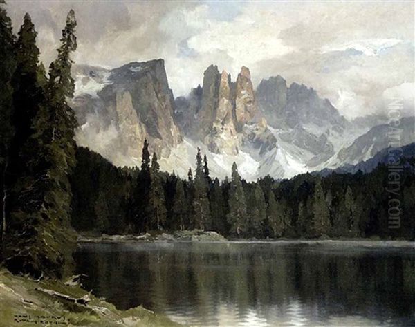 Am Karersee Oil Painting by Hans Maurus