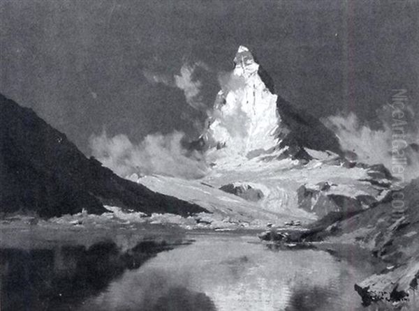 Matterhorn Und Riffelsee Oil Painting by Hans Maurus