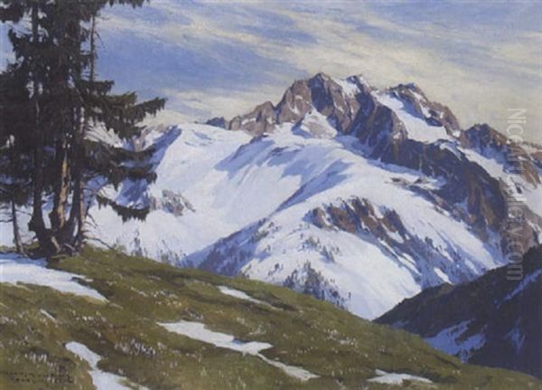 Blick Auf Die Dreitorspitze Oil Painting by Hans Maurus