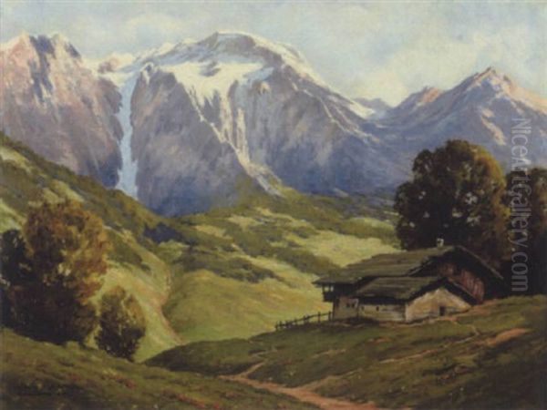 Alm Bei Roggenstein (hoher Goll) Oil Painting by Hans Maurus