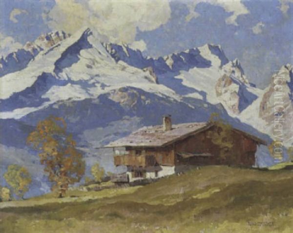 Hochgebirgsalm Oil Painting by Hans Maurus