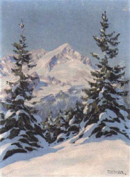 Wintertag In Den Dolomiten Oil Painting by Hans Maurus