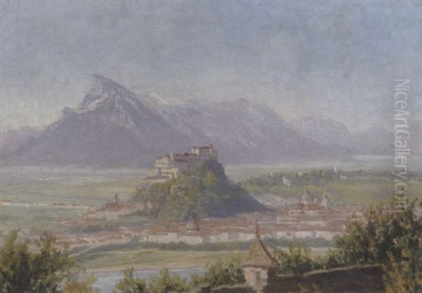 Blick Auf Salzburg Mit Untersberg by Hans Maurus