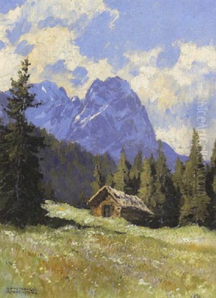 Blick Auf Die Zugspitze Oil Painting by Hans Maurus