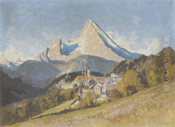 Ansicht Von Berchtesgaden Oil Painting by Hans Maurus