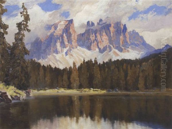 Der Karersee Oil Painting by Hans Maurus