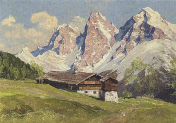 Pfandhof Mit Wildem Kaiser Oil Painting by Hans Maurus