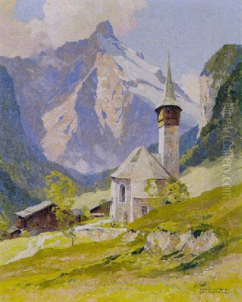 Reuthe Im Bregenzerwald Oil Painting by Hans Maurus