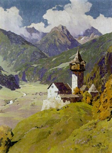 Ansicht Von Schloss Falkenstein In Obervellach Oil Painting by Hans Maurus