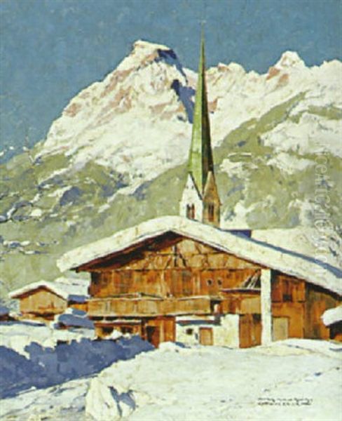 Garmisch Im Winter Oil Painting by Hans Maurus