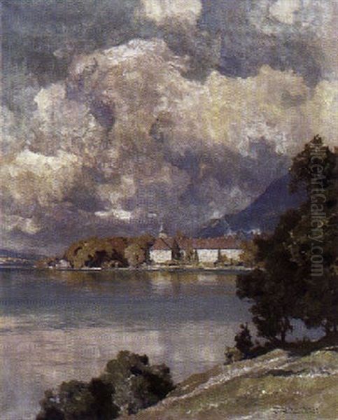 Blick Auf Kloster Tegernsee Oil Painting by Hans Maurus