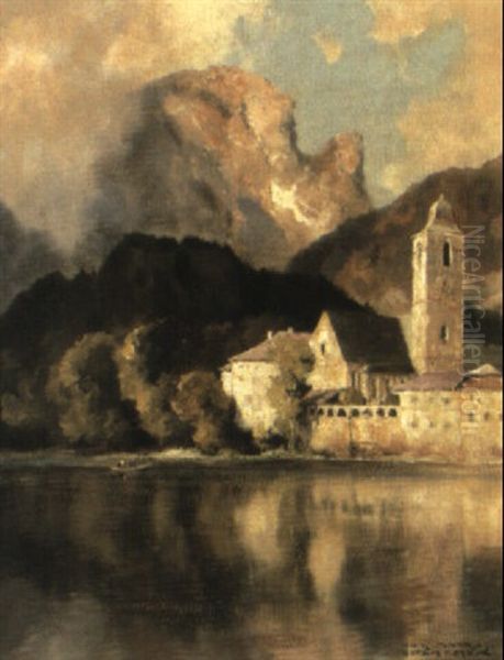 St. Wolfgang Am Wolfgangsee Mit Dem Schafberg Oil Painting by Hans Maurus