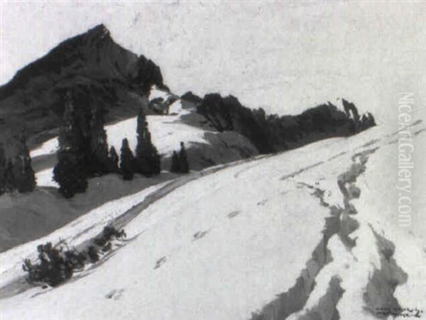 Alpspitze, Zugspitze, Kreuzeck Oil Painting by Hans Maurus