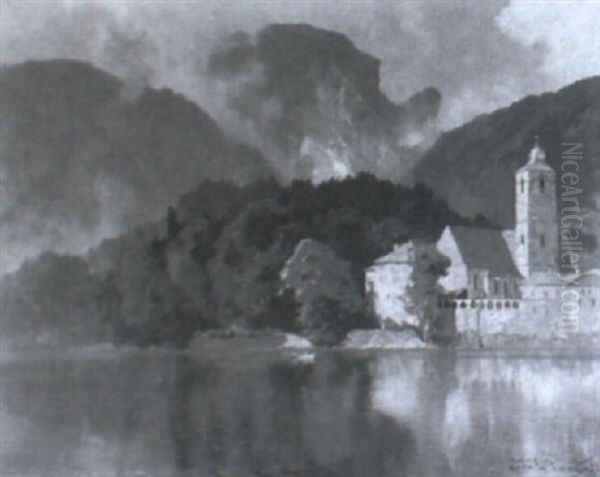 St. Wolfgang. Kirche Am See Oil Painting by Hans Maurus