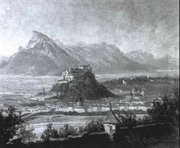 Blick Auf Salzburg Mit Der Historischen Burganlage Oil Painting by Hans Maurus