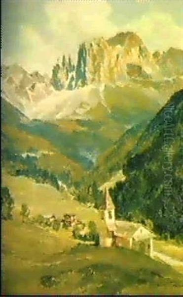 St. Cyprian Gegen Den Rosengarten Oil Painting by Hans Maurus