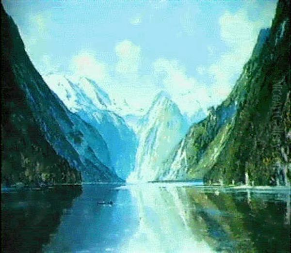 Der Konigsseee Vom Malersee Oil Painting by Hans Maurus