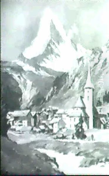 Zermatt Mit Blick Aufs Matterhorn Oil Painting by Hans Maurus