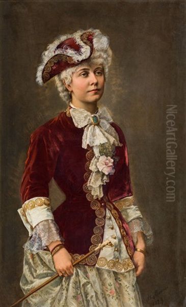 Dame In Rokokokostum Oil Painting by Henriette Maurus