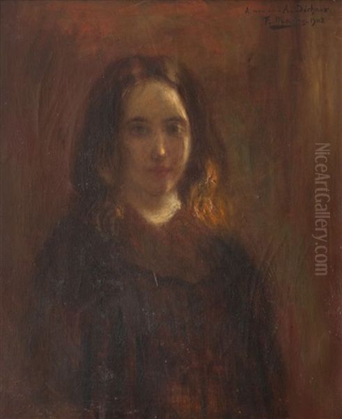 Portrait De Jeune Fille Oil Painting by Francois Maury