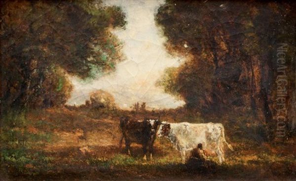 Vaches Au Paturage Oil Painting by Francois Maury