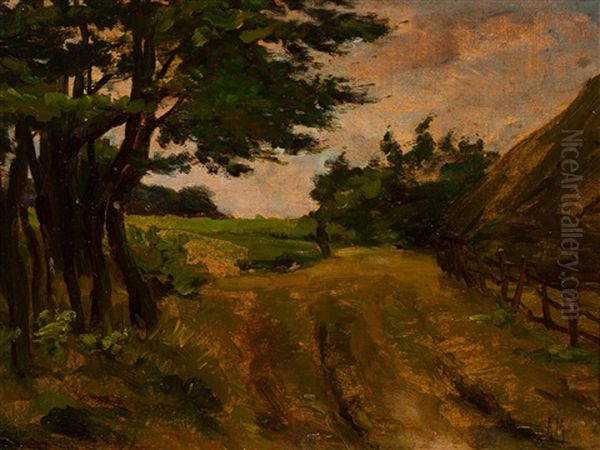 Farm On A Country Road Oil Painting by Anton Mauve