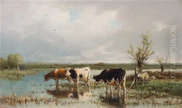 Three Cows Oil Painting by Anton Mauve