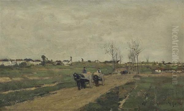 Vue Prise A Schaerbeek A Bruxelles (a View Of Schaerbeek Near Brussels) Oil Painting by Anton Mauve