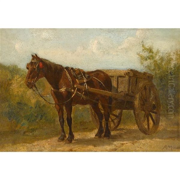 Waiting; Cow Grazing (2 Works) Oil Painting by Anton Mauve