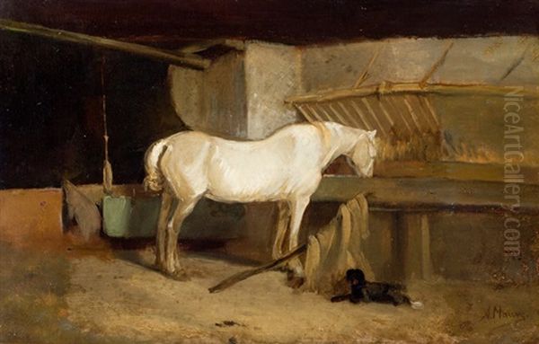 Trouwe Vrienden In De Stal Oil Painting by Anton Mauve