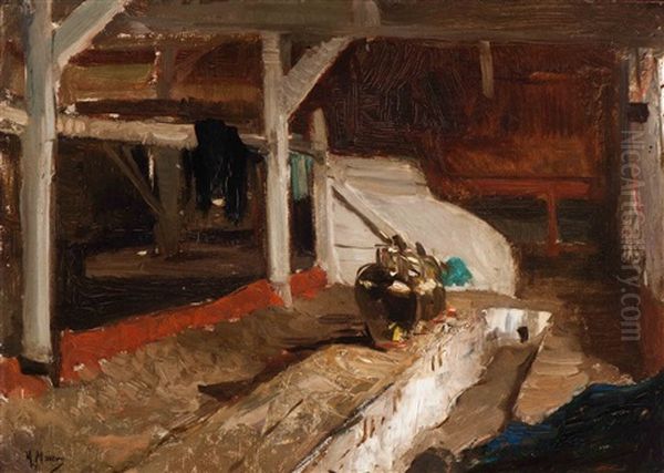 The Interior Of A Stable Oil Painting by Anton Mauve