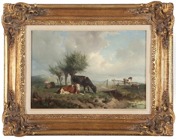 Cows In A Dutch Landscape Oil Painting by Anton Mauve