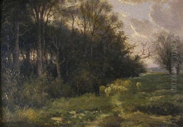 Landscape With Shepherd And Sheep Oil Painting by Anton Mauve