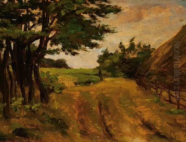 Farmhouse On A Country Road Oil Painting by Anton Mauve