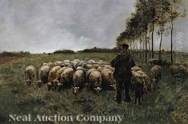 The Shepherd With His Flock by Anton Mauve