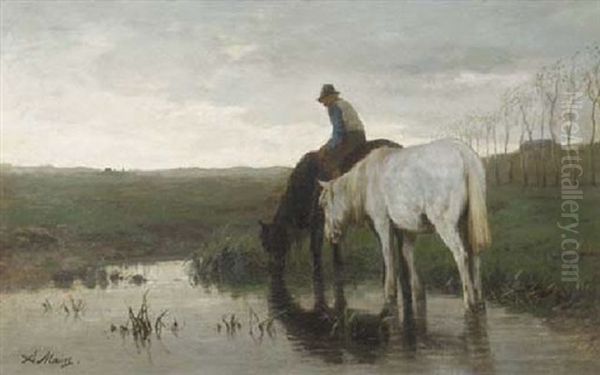 Chevaux Sortant De L'abreuvoir Oil Painting by Anton Mauve