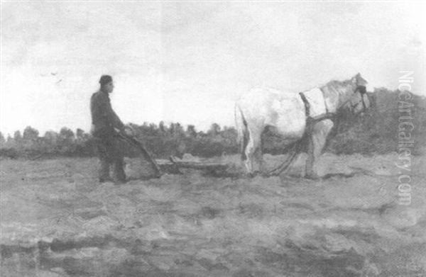 Ploughing The Fields Oil Painting by Anton Mauve