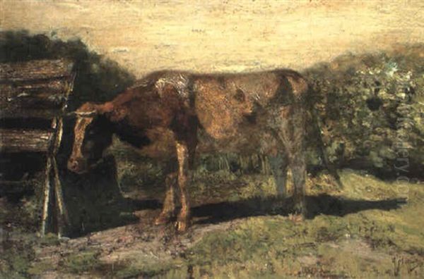 Cow By A Shed In A Landscape Oil Painting by Anton Mauve