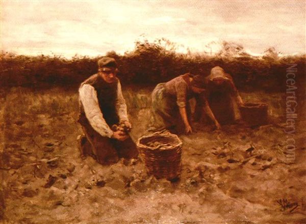 The Potato Pickers Oil Painting by Anton Mauve