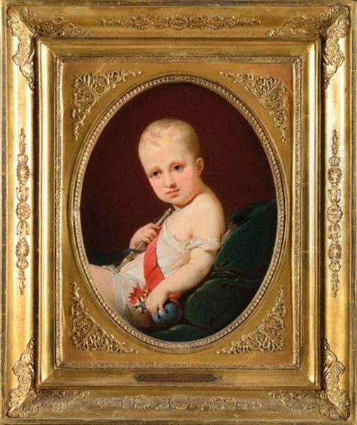 Portrait Du Roi De Rome Enfant (after Le Baron Francois Gerard) Oil Painting by Jean Baptiste Mauzaisse