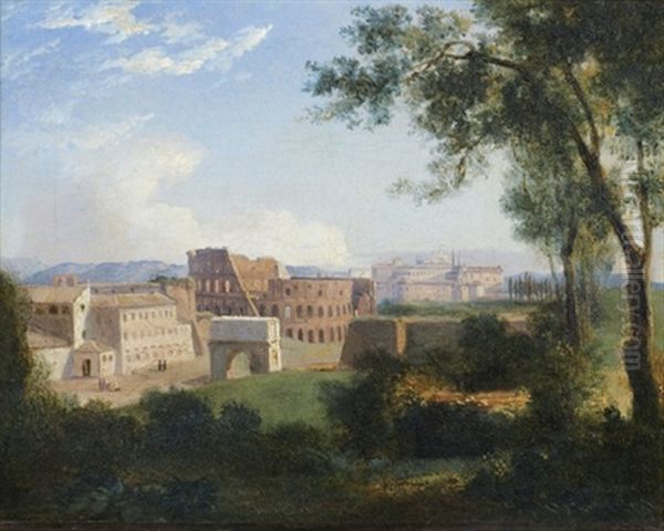 Vue Du Colisee Depuis La Villa Farnese Oil Painting by Jean Baptiste Mauzaisse