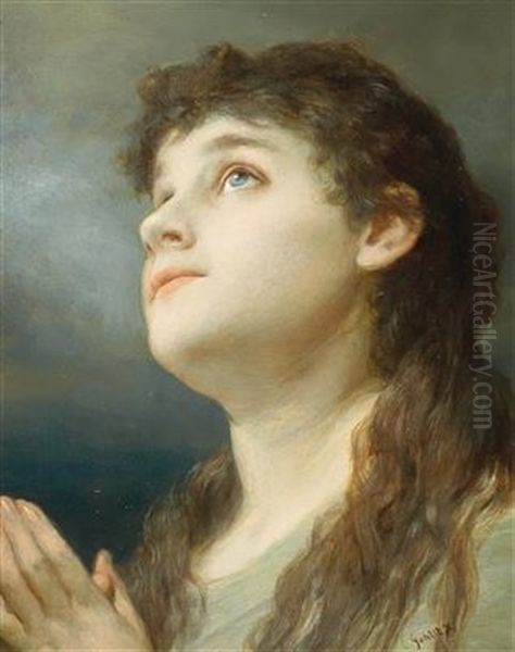 Praying Oil Painting by Gabriel von Max